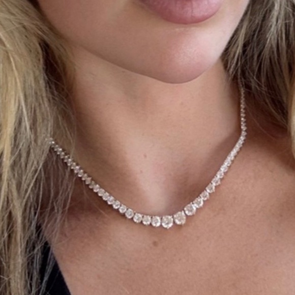 14 Carat Lab Grown Diamond Riviera Necklace – 14k Yellow Gold – D-E Color VS1-VV - Picture 1 of 2
